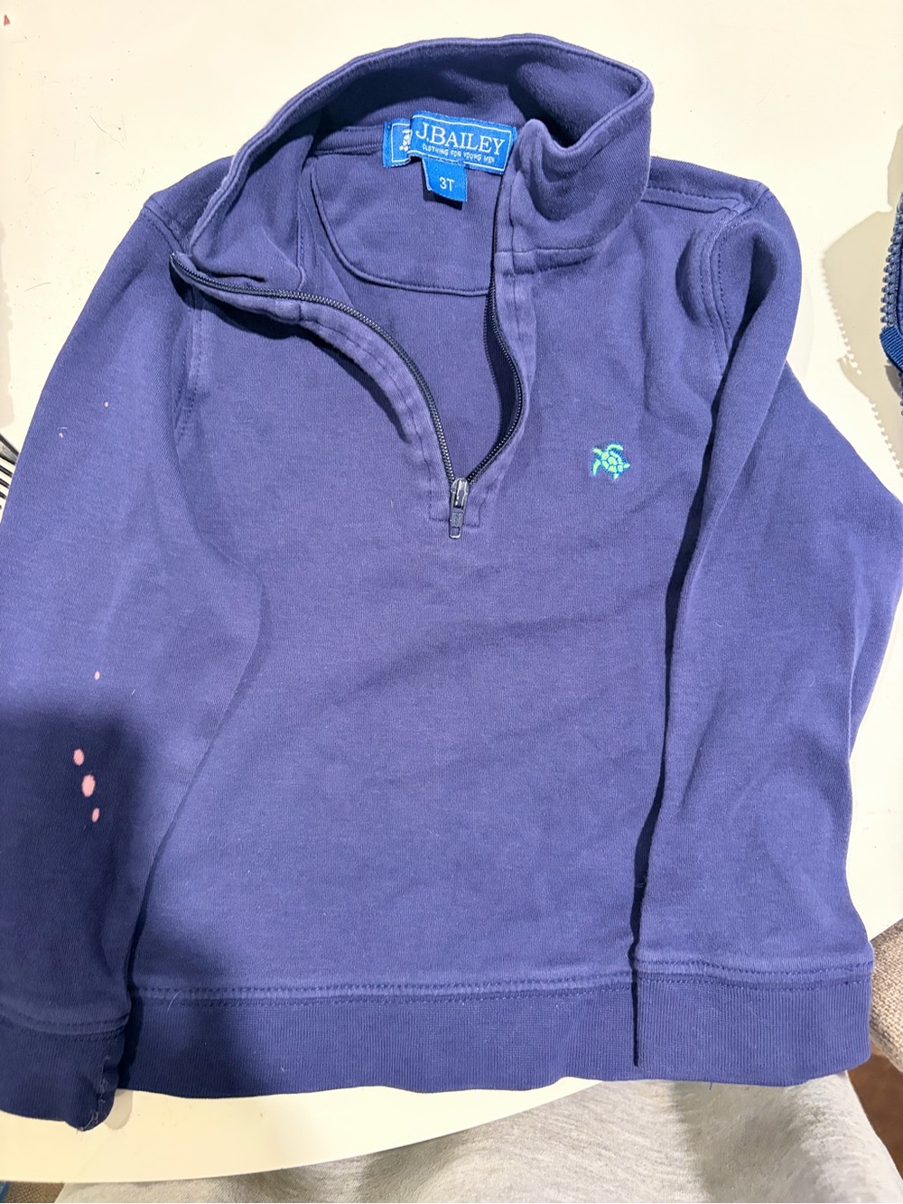 J. Bailey Toddler Navy Quarter-Zip Pullover Sweater - 3T